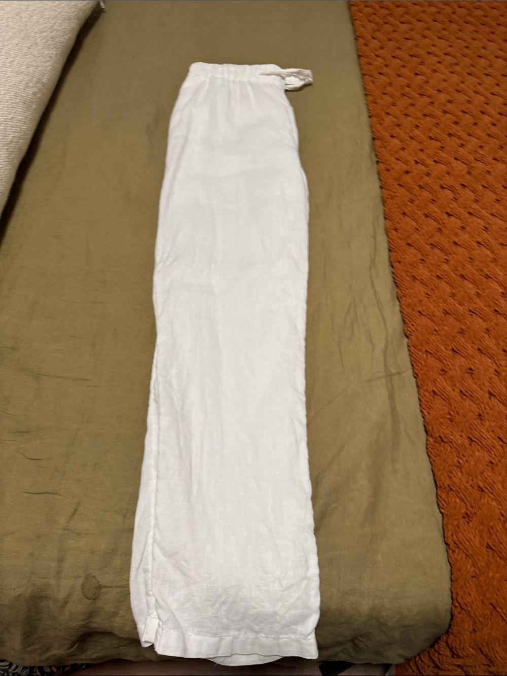 Mango White linen Drawstring Lounge Pants